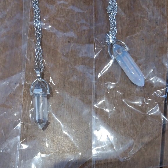 Silvertone Crystal Pendant Necklaces - Picture 4 of 4